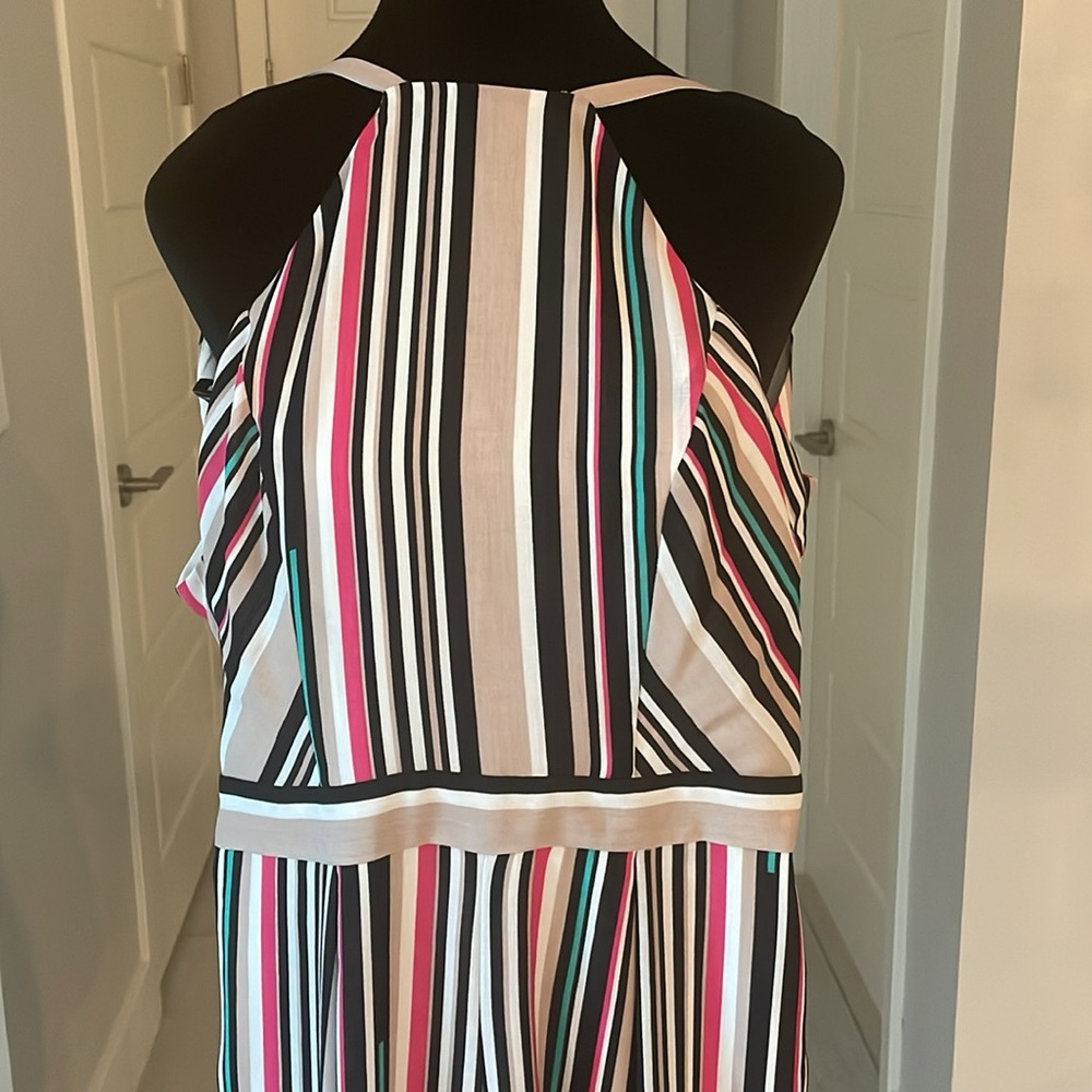 bebe One Piece Sleeveless Jumpsuit in Multi Strip Colors Size 4 - Picture 3 of 10